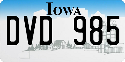 IA license plate DVD985