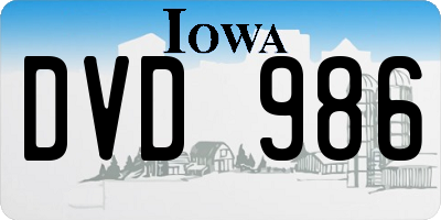 IA license plate DVD986