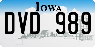 IA license plate DVD989