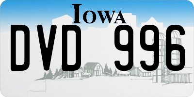 IA license plate DVD996
