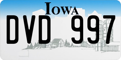 IA license plate DVD997