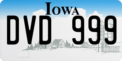IA license plate DVD999