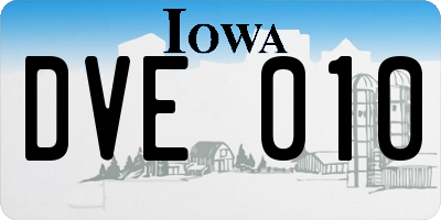 IA license plate DVE010