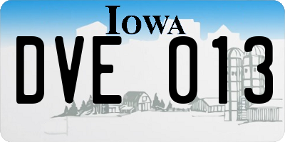 IA license plate DVE013