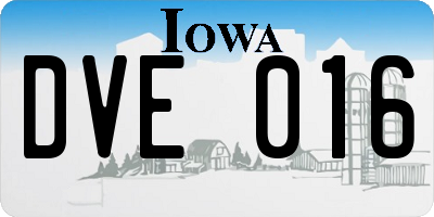 IA license plate DVE016