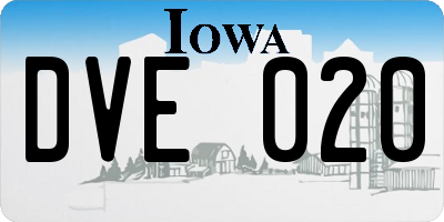 IA license plate DVE020