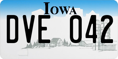 IA license plate DVE042