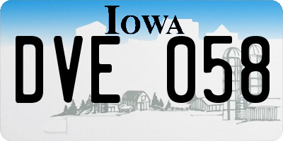 IA license plate DVE058