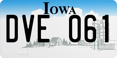 IA license plate DVE061