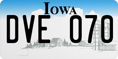 IA license plate DVE070