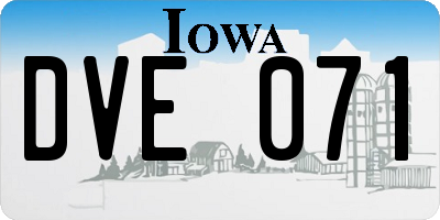 IA license plate DVE071