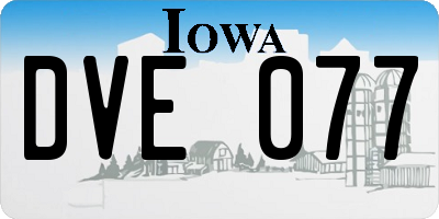 IA license plate DVE077
