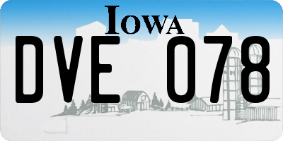 IA license plate DVE078
