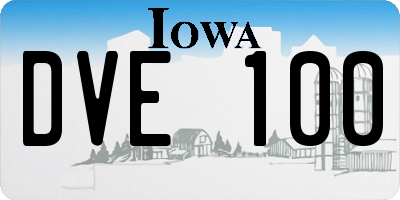 IA license plate DVE100