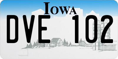 IA license plate DVE102