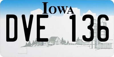IA license plate DVE136
