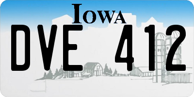 IA license plate DVE412