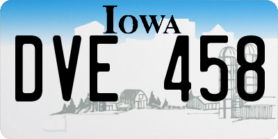 IA license plate DVE458