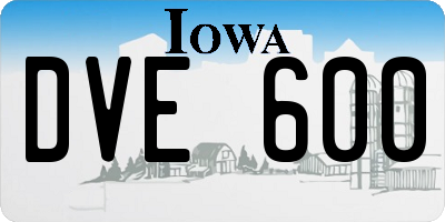 IA license plate DVE600