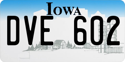 IA license plate DVE602