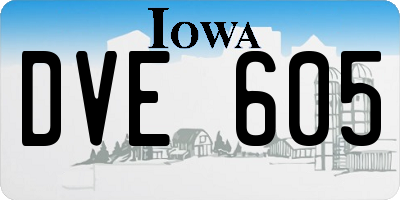 IA license plate DVE605