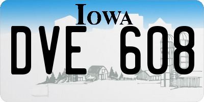IA license plate DVE608
