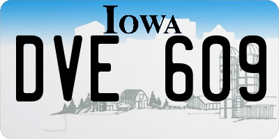 IA license plate DVE609