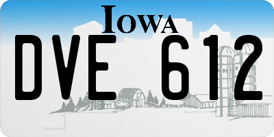 IA license plate DVE612