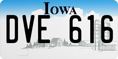 IA license plate DVE616