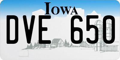 IA license plate DVE650