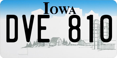 IA license plate DVE810