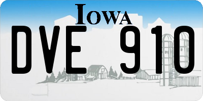 IA license plate DVE910