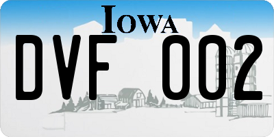 IA license plate DVF002