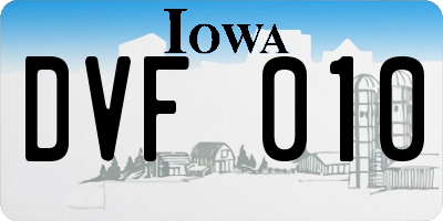 IA license plate DVF010