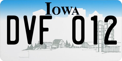 IA license plate DVF012