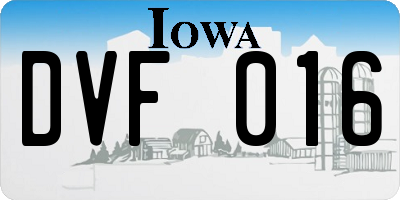 IA license plate DVF016