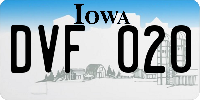 IA license plate DVF020