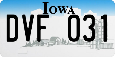 IA license plate DVF031