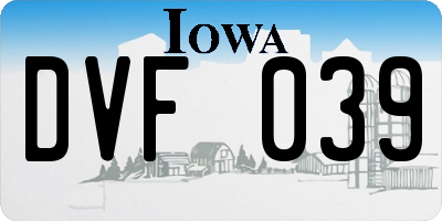 IA license plate DVF039
