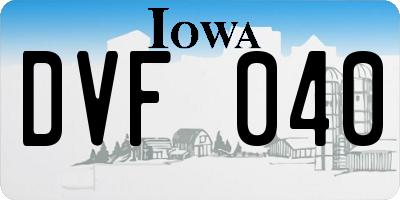 IA license plate DVF040
