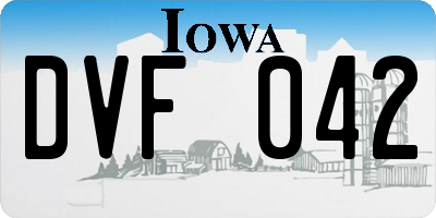 IA license plate DVF042