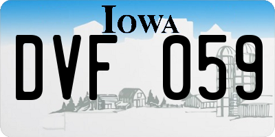 IA license plate DVF059