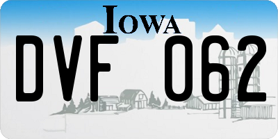 IA license plate DVF062