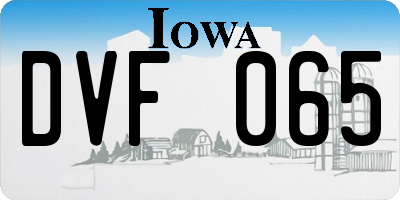 IA license plate DVF065