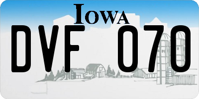 IA license plate DVF070