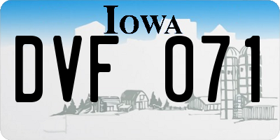 IA license plate DVF071