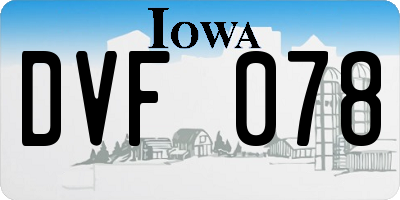 IA license plate DVF078