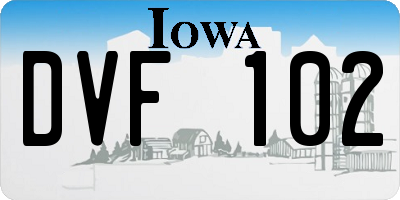 IA license plate DVF102