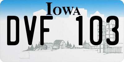 IA license plate DVF103