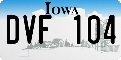 IA license plate DVF104